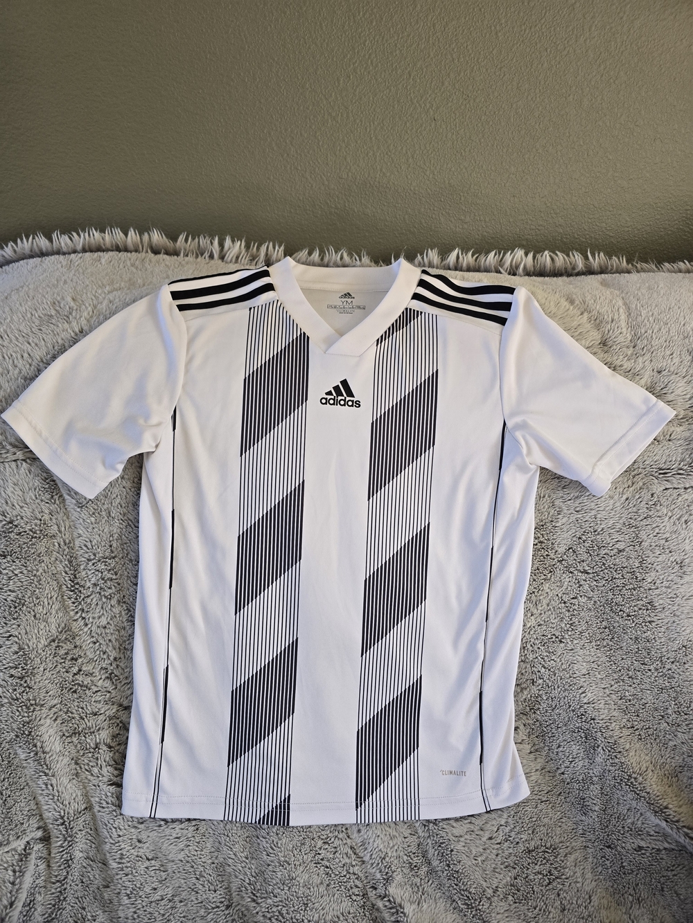 adidas White and Black Youth Soccer Jersey
